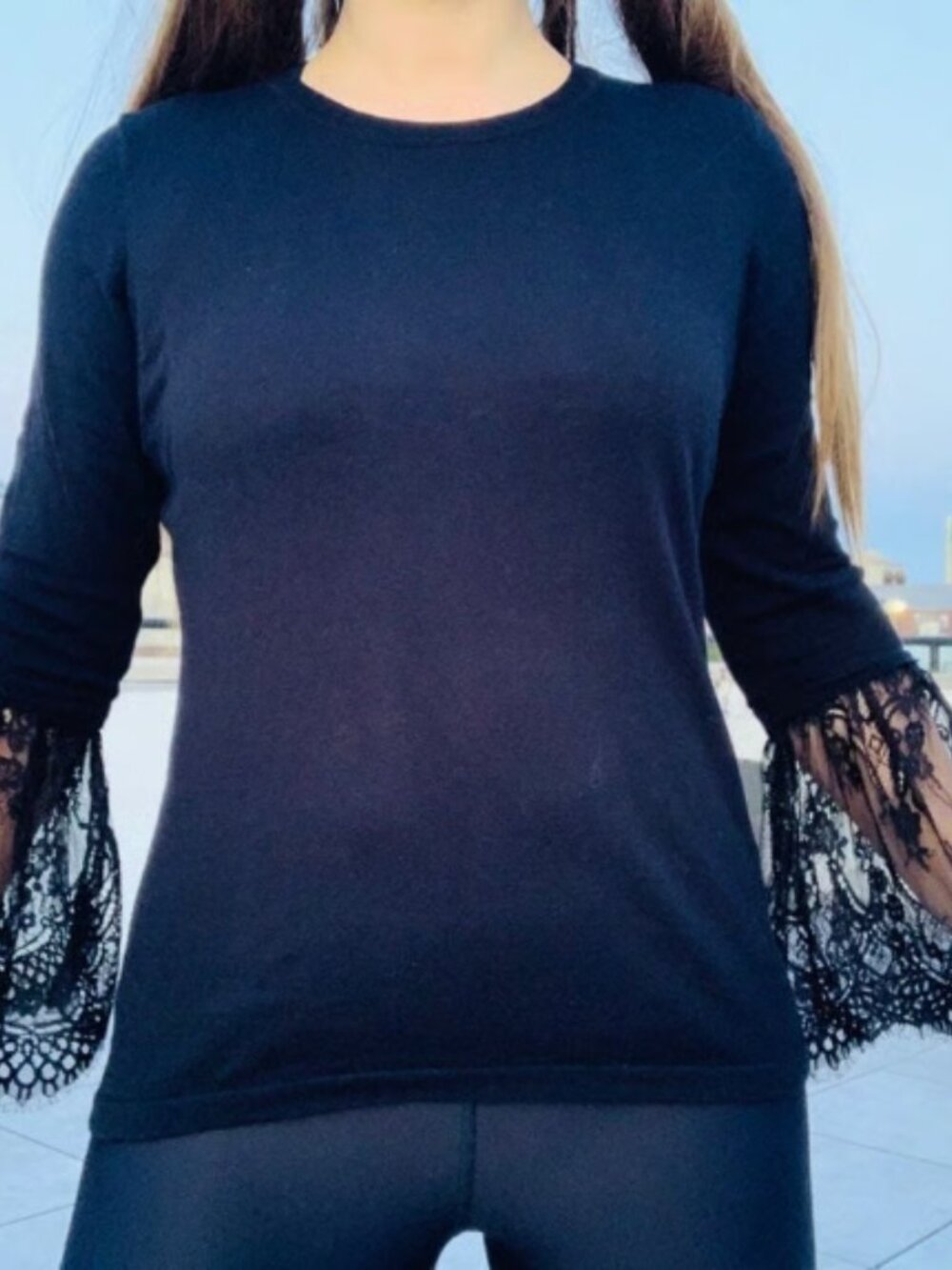 Vince Camuto Flare Lace Sleeves Sweater - Picture 5 of 12